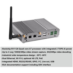 คอมพิวเตอร์ AI Box รุ่น RV1126 2 TOPS N.PU ระบบจดจำใบหน้า ควบคุมการเข้าออก ระบบรักษาความปลอดภัย Linux Buildroot 4K H.265 คอมพิวเตอร์แบบไร้พัดลมสำหรับการประมวลผลข้อมูลระดับขอบ - Product Image 3