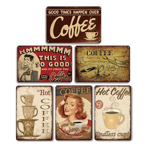 Targa in Metallo Vintage per Caffetteria 'Good Times Happen Over Coffee', Decorazione Retrò da Parete per Casa, Cucina, Bar, Ufficio, Regalo - Product Image 1