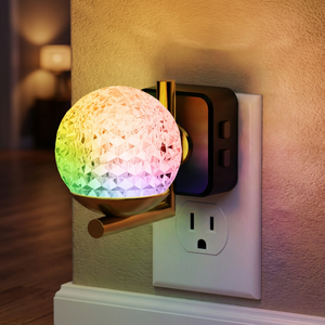 Lampes de <span class=keywords><strong>nuit</strong></span> à changement de couleur LOHAS RGB à brancher sur le mur, boule de cristal 180 °   Lampes de <span class=keywords><strong>nuit</strong></span> rotatives à brancher pour couloir et salle de bain - Product Image 1