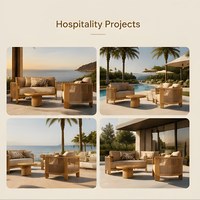 Ensemble de canapés de jardin pour hôtel de luxe Canapés d'extérieur modernes Meubles de patio en teck Canapé en bois Canapé imperméable résistant au soleil durable et élégant