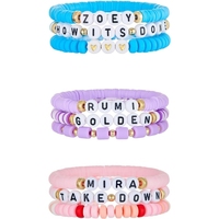 Set de Pulseras de Letras de Arcilla Polimérica K-Pop Demon Hunters, Pulseras Elásticas de Cuentas Minimalistas Boho, Joyería de Moda Multicolor