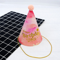 Enfants adultes joyeux anniversaire fête fournitures papier arc-en-ciel chapeau avec pompon chapeau pour anniversaire bébé douche fête décorations
