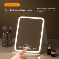 Miroir de maquillage portable à cadre en plastique pliable simple face, design minimaliste LED, pour coiffeuses à domicile et étudiants