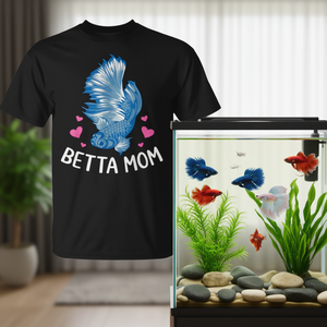 T-shirt Betta Mom, design pour amoureux des poissons Betta, noir, coupe unisexe - Product Image 3