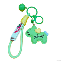 Promotion : Porte-clés Éléphant Anime Tendance et Étanche, Pendentif Téléphone et Breloque Dragonne en PVC 2D Motif Éléphant Volant avec Couronne