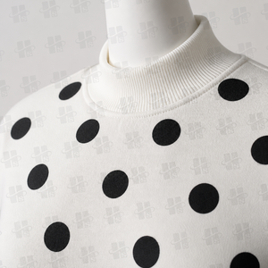 Sudadera de cuello alto de felpa francesa de algodón con apliques bordados y estampado de lunares, OEM y ODM - Product Image 3