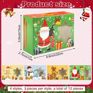 Cajas de Regalo Navideñas Transparentes con Diseño de Muñeco de Nieve, Papá Noel, Alce y Pan de Jengibre para Fiestas Navideñas - Product Image 3