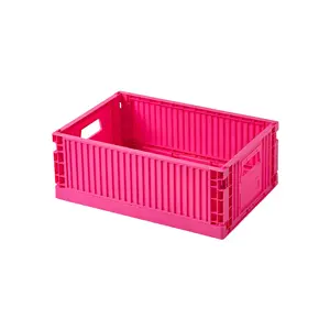 Caja de almacenamiento plegable de plástico para frutas y verduras de cocina, papelería de oficina apilable, organizador de escritorio, cesta de PP para bebidas