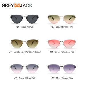 Greyjack – lunettes de soleil œil de chat sans cadre pour femmes, monture métallique, lentille en polycarbonate, Protection Uv400, couleur rose, G006 - Product Image 1