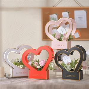 Caja de Regalo de <span class=keywords><strong>Flores</strong></span> Frescas <span class=keywords><strong>en</strong></span> Forma de Corazón, Cesta de <span class=keywords><strong>Flores</strong></span> Hecha a Mano <span class=keywords><strong>con</strong></span> Estampado <span class=keywords><strong>en</strong></span> Caliente, de Cartón Blanco Reciclable - Product Image 2