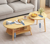 Table basse de style nordique moderne avec étagère de rangement, en bois, pour salon, table d'appoint de canapé