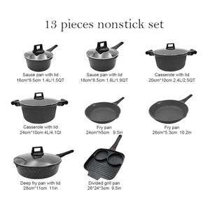 SANLANG Vente en gros de casseroles antiadhésives, ensembles de batterie de cuisine à induction, casseroles en aluminium moulé sous pression avec poignée à contrôle de température - Product Image 6