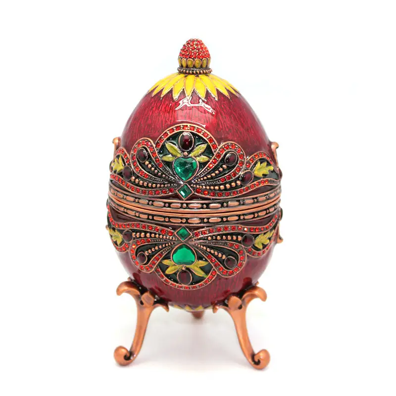 SHINNYGIFTS kraliyet Vintage biblo kutusu emaye el boyalı Faberge tarzı yumurta takı hediye kutusu paskalya yumurtası