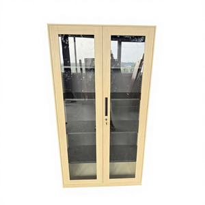 Gabinete de Almacenamiento de Vidrio Transparente con Acabado Metálico y Diseño de Madera, Fácil Acceso y Seguro para Oficina - Product Image 1