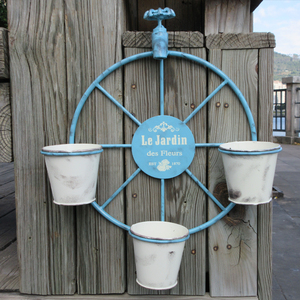 Grand support à fleurs en fer enduit de poudre durable moderne vintage Kit de support en fer forgé pour le <span class=keywords><strong>jardin</strong></span> et la maison Seau en métal <span class=keywords><strong>bleu</strong></span> pour l'intérieur - Product Image 3