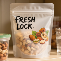 Sac d'emballage alimentaire biodégradable en plastique avec poignée et fermeture éclair, personnalisable avec logo imprimé, pochette refermable