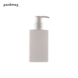 Bouteille pompe carrée blanche en PET de 300 ml pour lotion corporelle, shampoing, gel douche pour hommes - Contenant cosmétique rechargeable en gros - Product Image 1