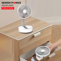 Ventilateur solaire pliable rechargeable Type-C super rafraîchissant, forte vitesse du vent, avec panneau solaire pour bureau, table, camping en plein air