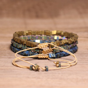 Nueva llegada pulsera de piedra natural para mujer, pulsera trenzada con cuentas de hematita de lava chapada en colores, joyería hecha a mano de energía curativa - Product Image 4