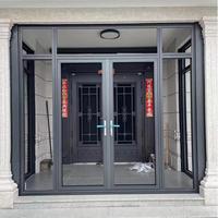 Porte en aluminium à battants moderne personnalisée avec double vitrage, surface finie, caractéristiques de sécurité pour appartement et villa