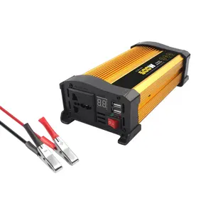 Inversor de corriente de CC a CA para coche, pantalla Digital de voltaje de batería de 500w, onda sinusoidal modificada de 12V a 230V, venta de fábrica