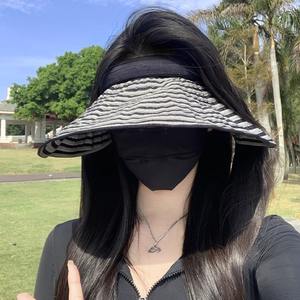 Striped Wide Brim Sun <b>Hat</b> for Women Foldable Flax Beach Sun Protection <b>Hat</b> <b>Summer</b> Outdoor Use Flower & Bowknot - Product Image 2