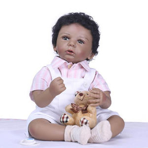 NPK 55 cm Adorable Poupée Reborn Réaliste Garçon Métis Corps en Silicone Vinyle Bébé Afro-Américain - Product Image 6