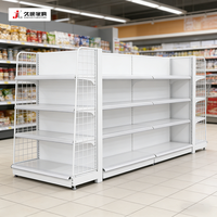 Étagères de supermarché JIUSHUN multi-usages, légères, à double face, métalliques, personnalisées pour les magasins de détail