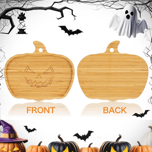Planche à découper en bambou pour Halloween, écologique, avec gravure de citrouille Jack <span class=keywords><strong>O</strong></span>'Lantern, idéale pour servir en cuisine - Product Image 4