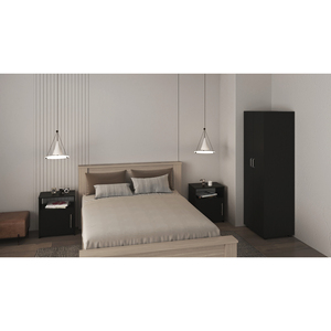 Set Camera da Letto Nero London con Armadio e 2 Comodini Omaha - Product Image 1