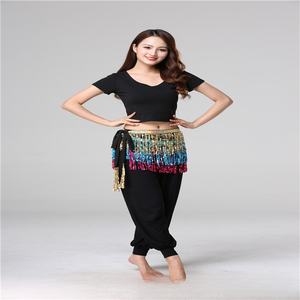 3 couches de danse du ventre foulard indien bohême Performance Giltter gland taille chaîne paillettes <span class=keywords><strong>frange</strong></span> <span class=keywords><strong>robe</strong></span> jupe - Product Image 4