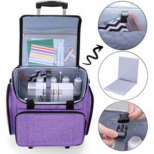 Free Sample Collapsible Deluxe Polyester <b>Sewing</b> <b>Machine</b> Storage Case Rolling Trolley Tote Carrying <b>Bag</b> HEXIN Brand Model HXJ0440 - Product Image 3