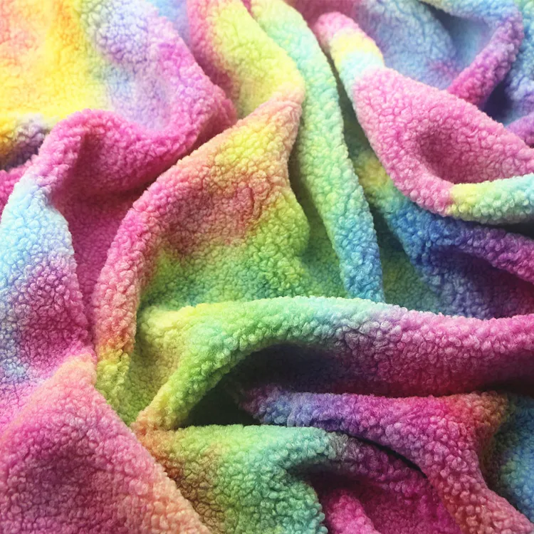 Polyester Giant Teddy Bear Sherpa Fleece Fabric Artificial PV Plush Tie Dyed Fake Faux Fur Sherpa Fleece Fabric for Garment Toy