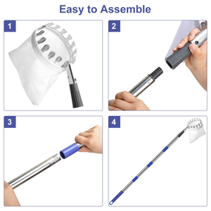 Outil de cueillette de fruits de 1,6 m à 4 m avec perche en acier inoxydable et panier souple, léger et résistant à la rouille - Product Image 6