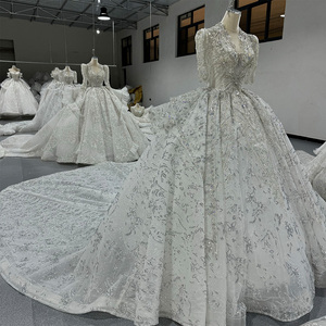 Jancember MN219 Bling Demi Manches Empire Bridal Gaun Pesta Robes de mariée - Product Image 3