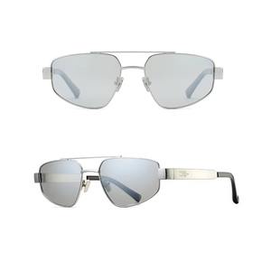Gafas de Sol Y2K para Hombre, Diseño de Diseñador, Protección UV400, Alta Calidad, Lujo, Moda, Doble Puente, Retro, Cuadradas, Montura de Metal Plateado - Product Image 1