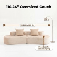 110,24 Zoll großes, vollständig komprimiertes 2-Sitzer-Sofa aus Cord mit 2 Lendenkissen – Gemütliches, tiefes Sitzpolster, ideal für Apartments