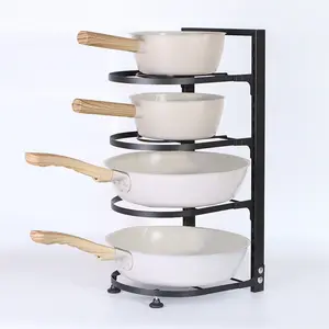 Easy Install 2/3/4 Layers Metallic Adjustable Household Kitchen Lid Storage Holder Pot And Pan Rack