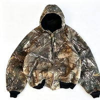 Hoodie Kamuflase Oversize 100% Katun untuk Pria, Sweatshirt Streetwear dengan Cetakan Camo Pohon Kustom, Jaket Berkerudung Berlapis, Model Crop dengan Ritsleting, Hangat