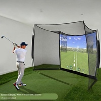 Cage de simulateur de golf professionnelle avec écran de projection d'impact, filet de frappe pour entraînement à domicile en intérieur, aide à l'entraînement haute résistance
