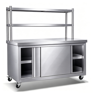 Armoire de travail de cuisine robuste en acier inoxydable avec porte coulissante et table de rangement pour restaurant, hôtel, boulangerie - Product Image 5