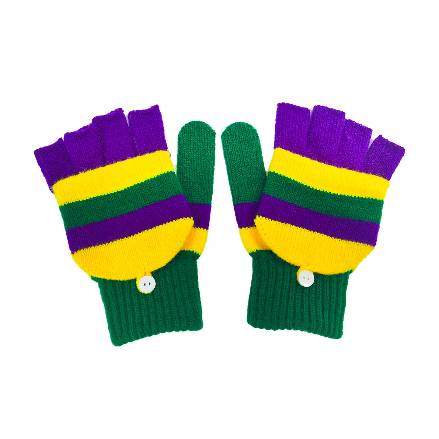Mitaines colorées Mardi Gras mitaines unisexe rayé tricot gants de fête