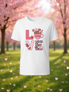 T-shirt da donna per San Valentino con stampa di orsetti e lettere, manica corta, girocollo, casual, primaverile/estivo, traspirante, leggero, in cotone - Product Image 2
