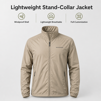 Veste coupe-vent légère personnalisée pour homme, col montant, respirante, fermeture éclair intégrale, poches zippées, pour voyage, trajets quotidiens, décontractée, extérieur
