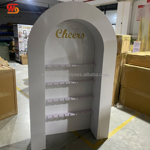 ชั้นวางไวน์อะคริลิกติดผนังสำหรับงานแต่งงานที่เก็บไวน์ฉากหลังแบบโค้ง PVC สำหรับงานปาร์ตี้กลางแจ้งแบบเรียบ - Product Image 5