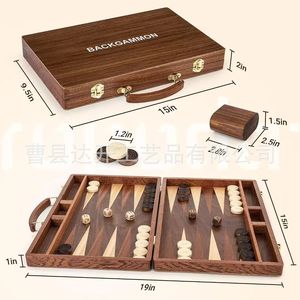 Wooden <b>Backgammon</b> <b>Board</b> Foldable Portable 19in Game Set Tabletop Strategy Game - Product Image 1