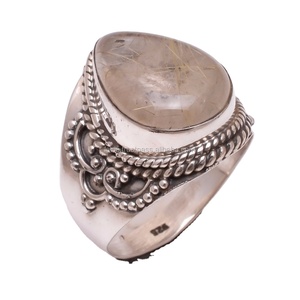 Bagues en argent sterling 925 faites à la main or rutile bijoux de fiançailles de mariage classiques directement du fabricant fournisseurs en gros - Product Image 1