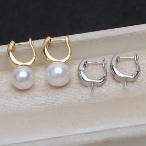 Pendientes de Plata S925 en Forma de U para Mujer, 8-14 Perlas, Accesorios DIY, Bandeja Vacía 4051, Colección Año Nuevo 2022 - Product Image 3