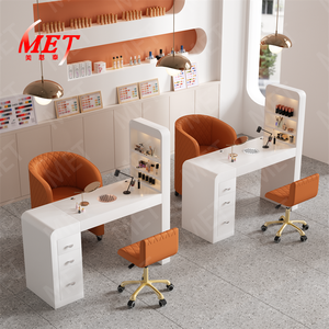 Conjunto de <span class=keywords><strong>Mesa</strong></span> y Silla para Manicura, Diseño Moderno y Sencillo, <span class=keywords><strong>Mesa</strong></span> Doble de Mármol, Silla de Salón de Belleza, <span class=keywords><strong>Mesa</strong></span> Doble para Manicura - Product Image 3