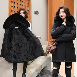 Abiti economici cappotto casual invernale da donna parka in pelliccia da donna con collo in lana giacche invernali da donna